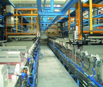 Línea larga de tratamiento de superficies con perspectiva
