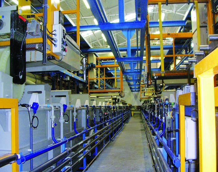 Pasillo central de línea de tratamiento automática
